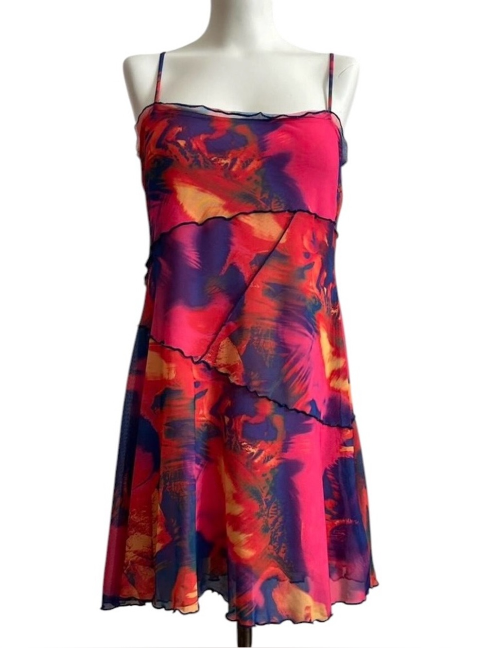 Urban Outfitters Moxie Mesh Slip Mini Dress Abstract Print Size S